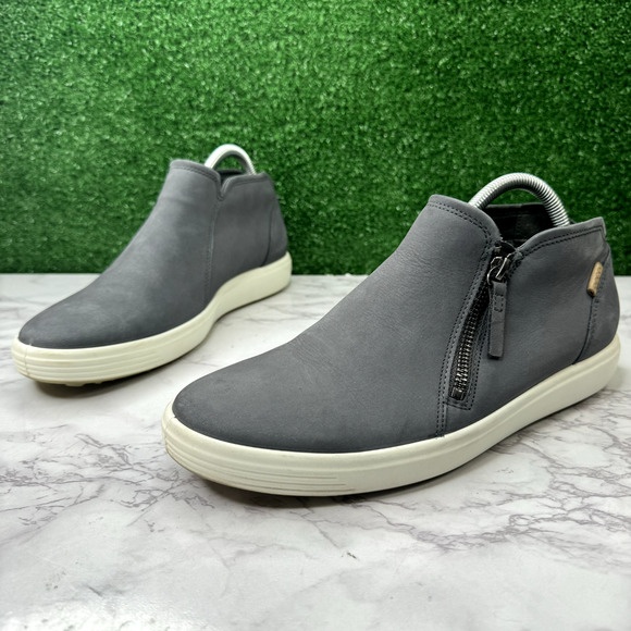 Ecco Soft 7 Low Bootie Dark Shadow Shoes Women's Size 10 Slip On Zip - Picture 2 of 10